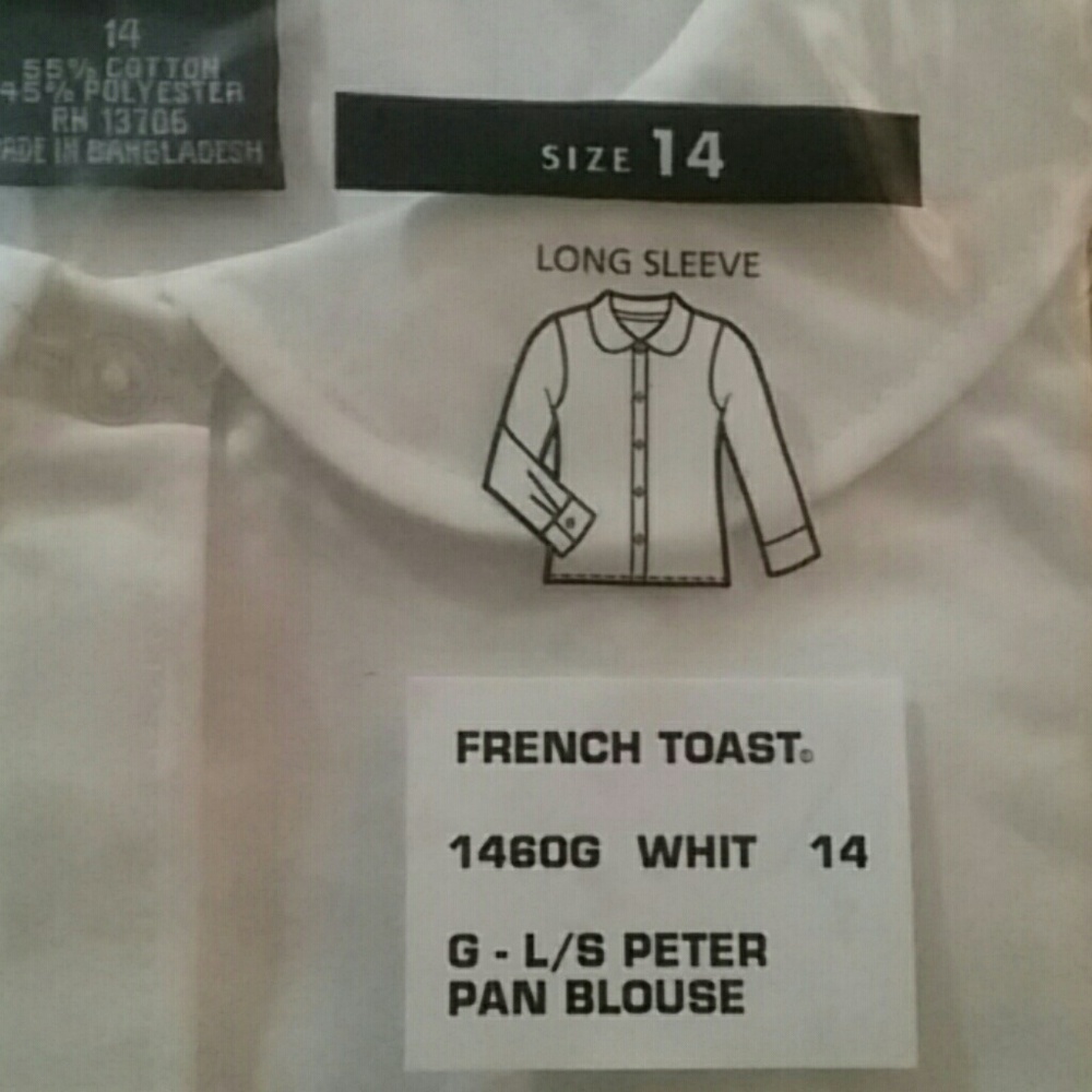 Girl's White Long Sleeve Shirt